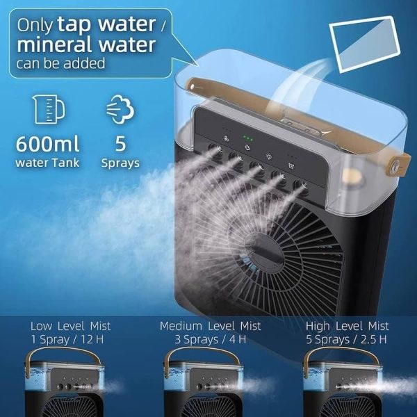 Portable Fan Air Conditioners USB Electric Fan LED Night Light Water Mist Fun 3 In 1 Air Cooler For Home - Image 2